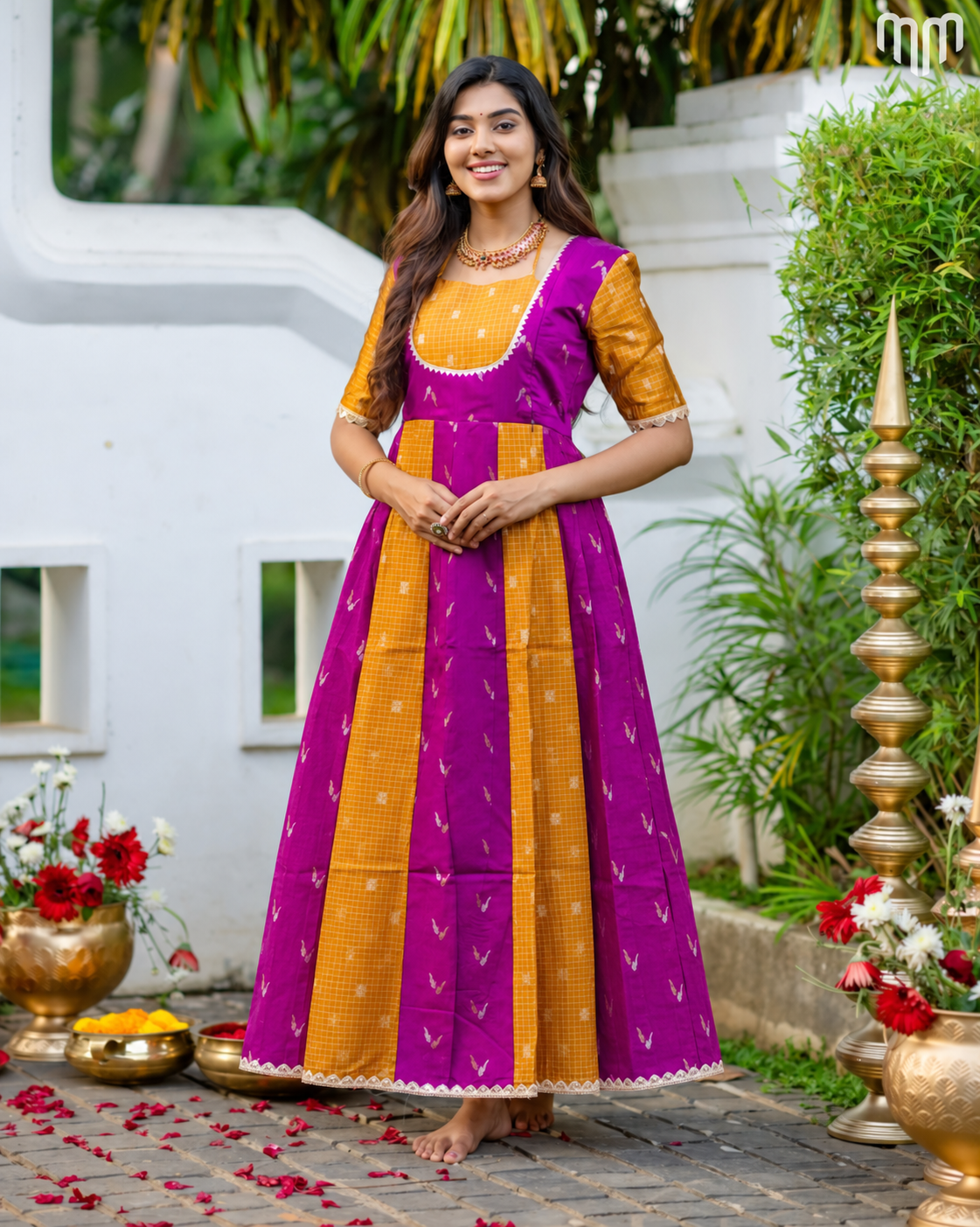 Dassahra_01 Fancy Silk Maternity Maxi with Full Cotton Lining
