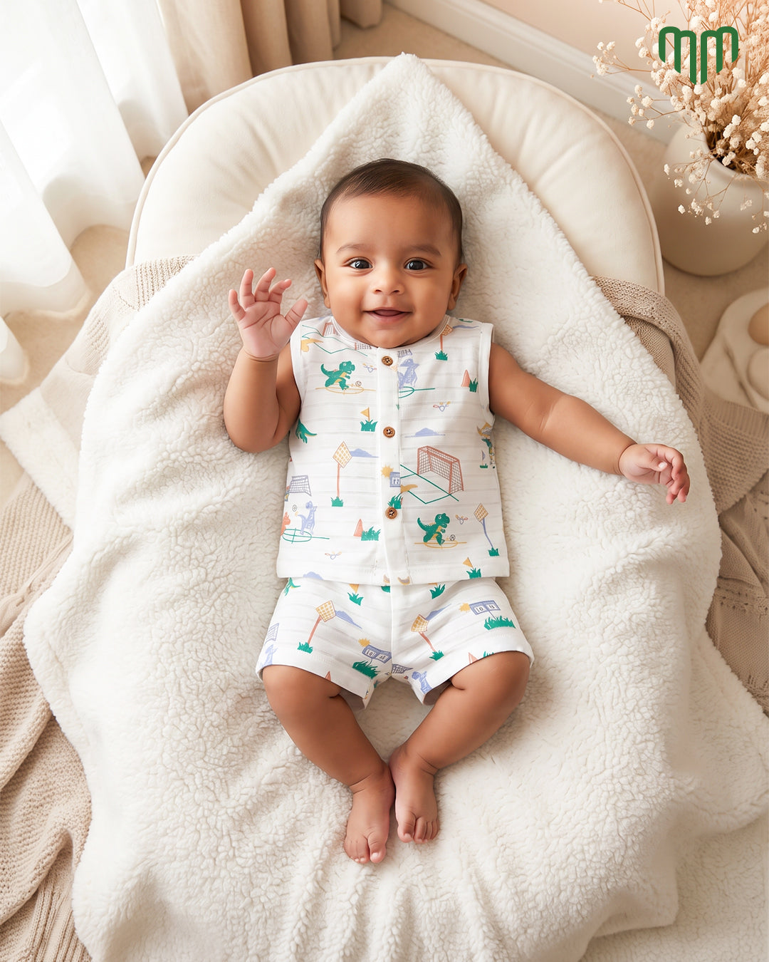 Little Dino Muslin Sleeveless Top & Short