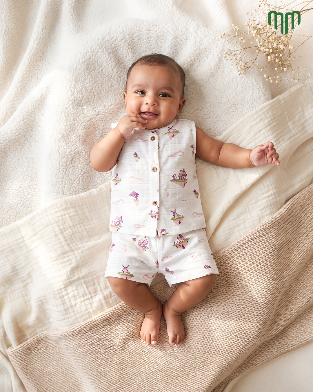 Little Happy Muslin Sleeveless Top & Short