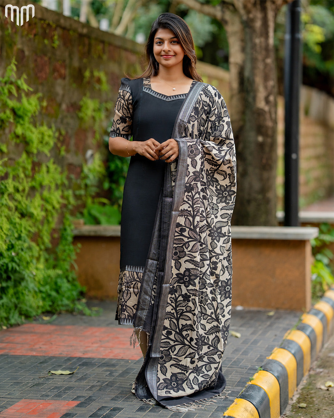 Black Chennuri Silk Maternity Kurti Set - Top & Dupatta