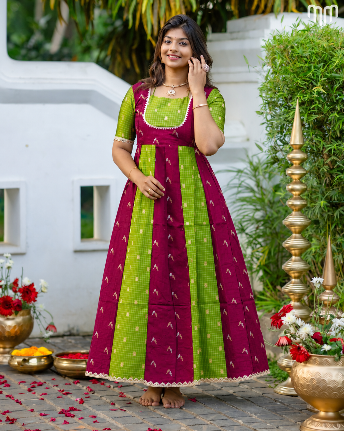 Dassahra_02 Fancy Silk Maternity Maxi with Full Cotton Lining
