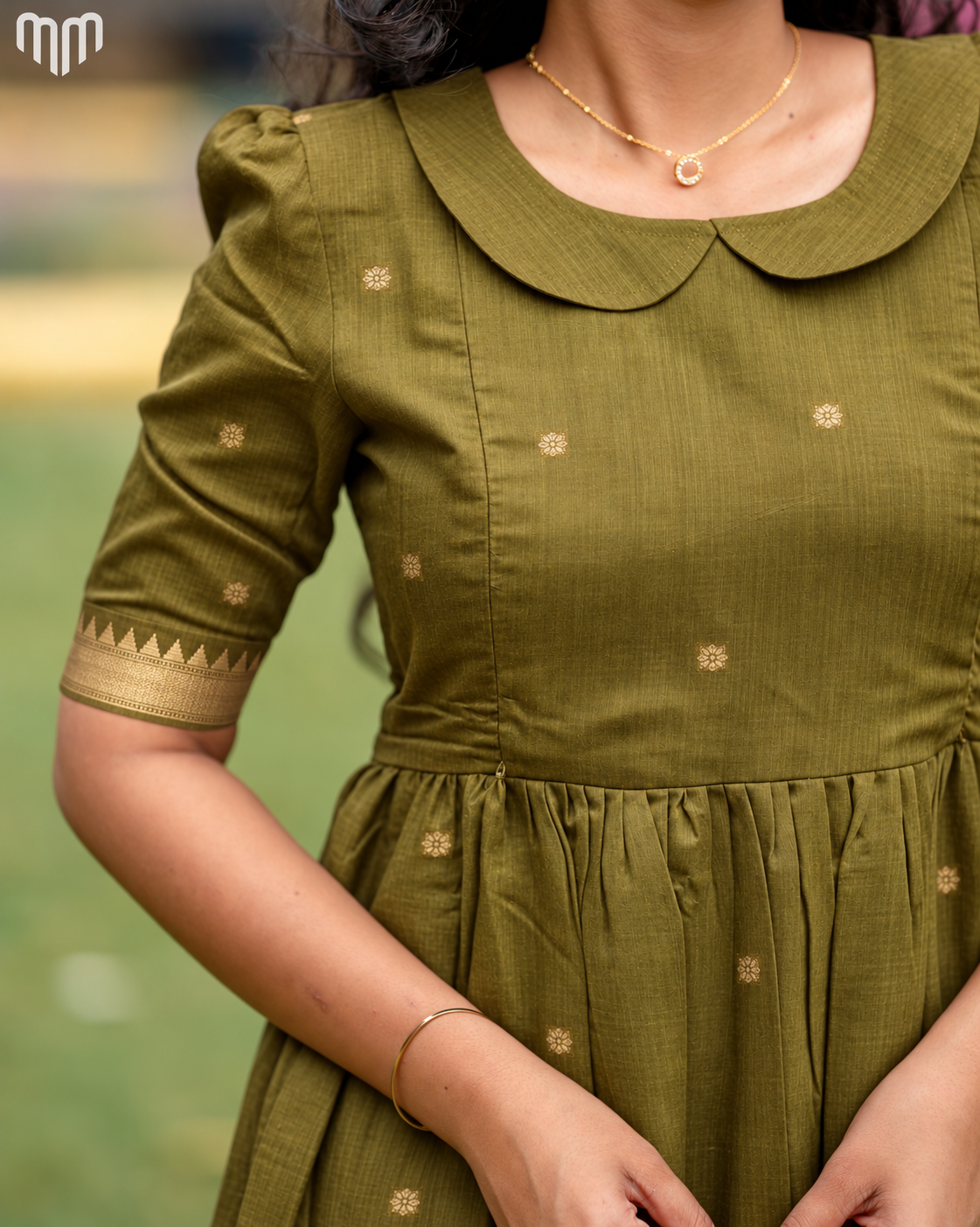 Akila olive Mangalagiri Maternity Maxi with Full Cotton Lining - product image 3 | MMWEAR