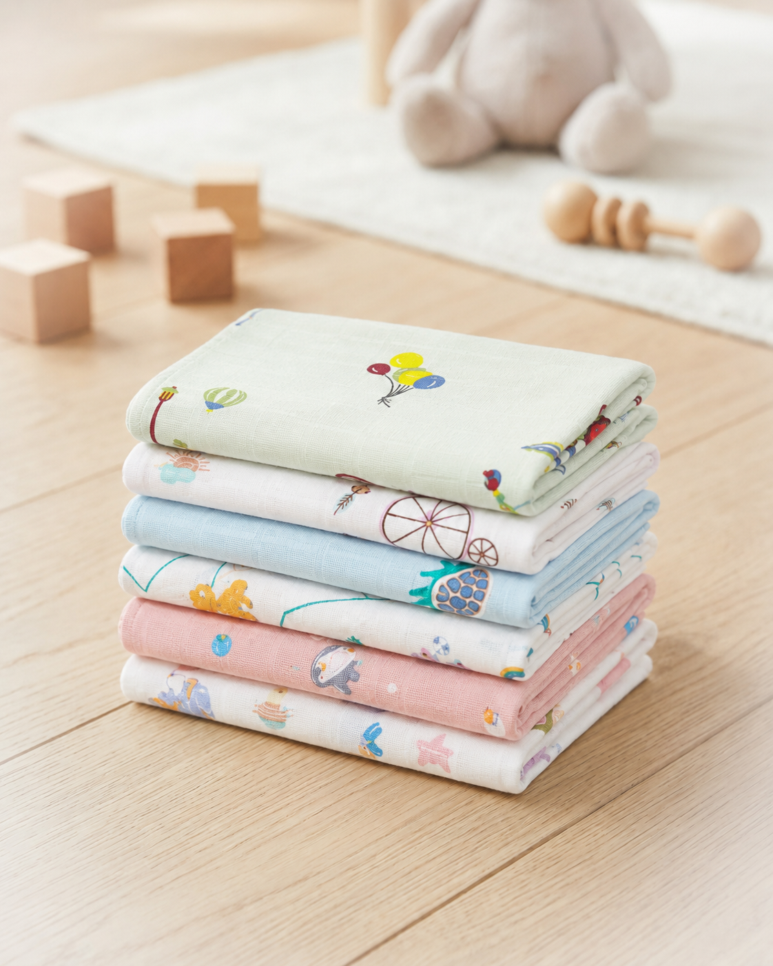 Little Muslin Wash cloth / Hand kerchief - 6 pack (27x27 Cm)