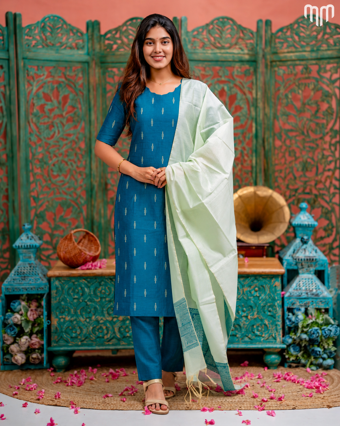Radhai_Teal Maternity Kurti Set