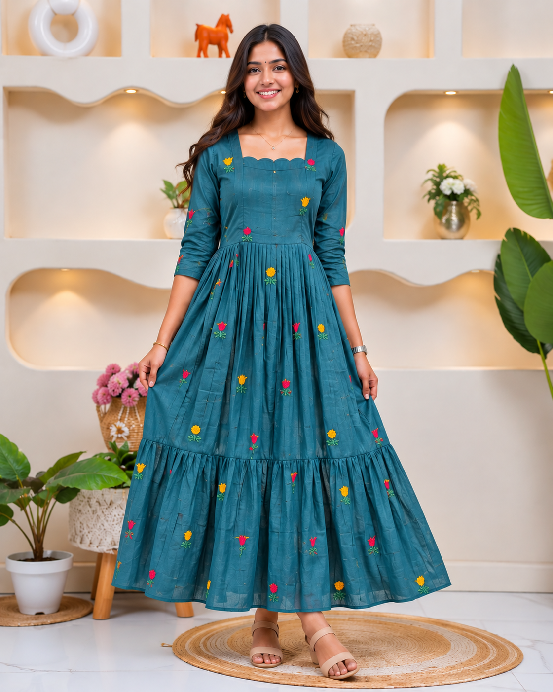 Niram_Teal Maternity Maxi
