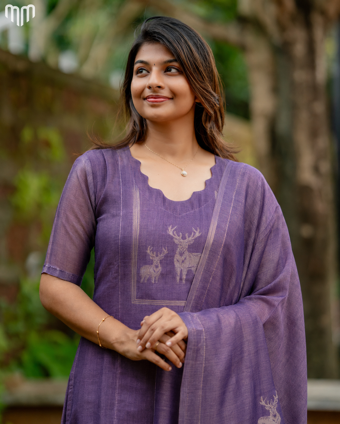 De_Purple Maternity Kurti Set - Top & Dupatta