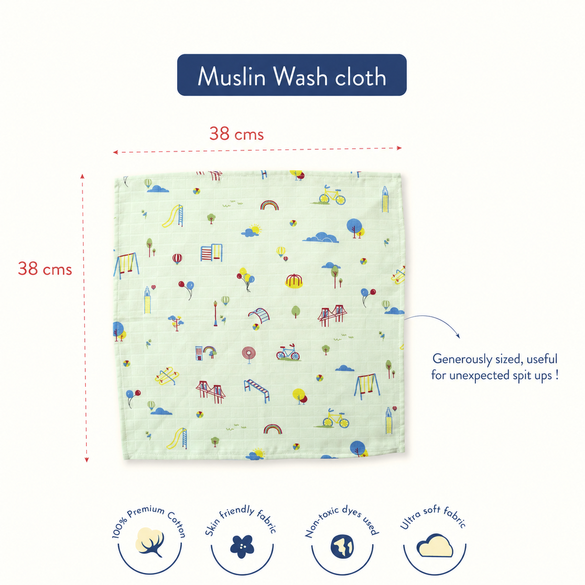 Little Muslin Wash cloth / Hand kerchief - 6 pack (27x27 Cm)