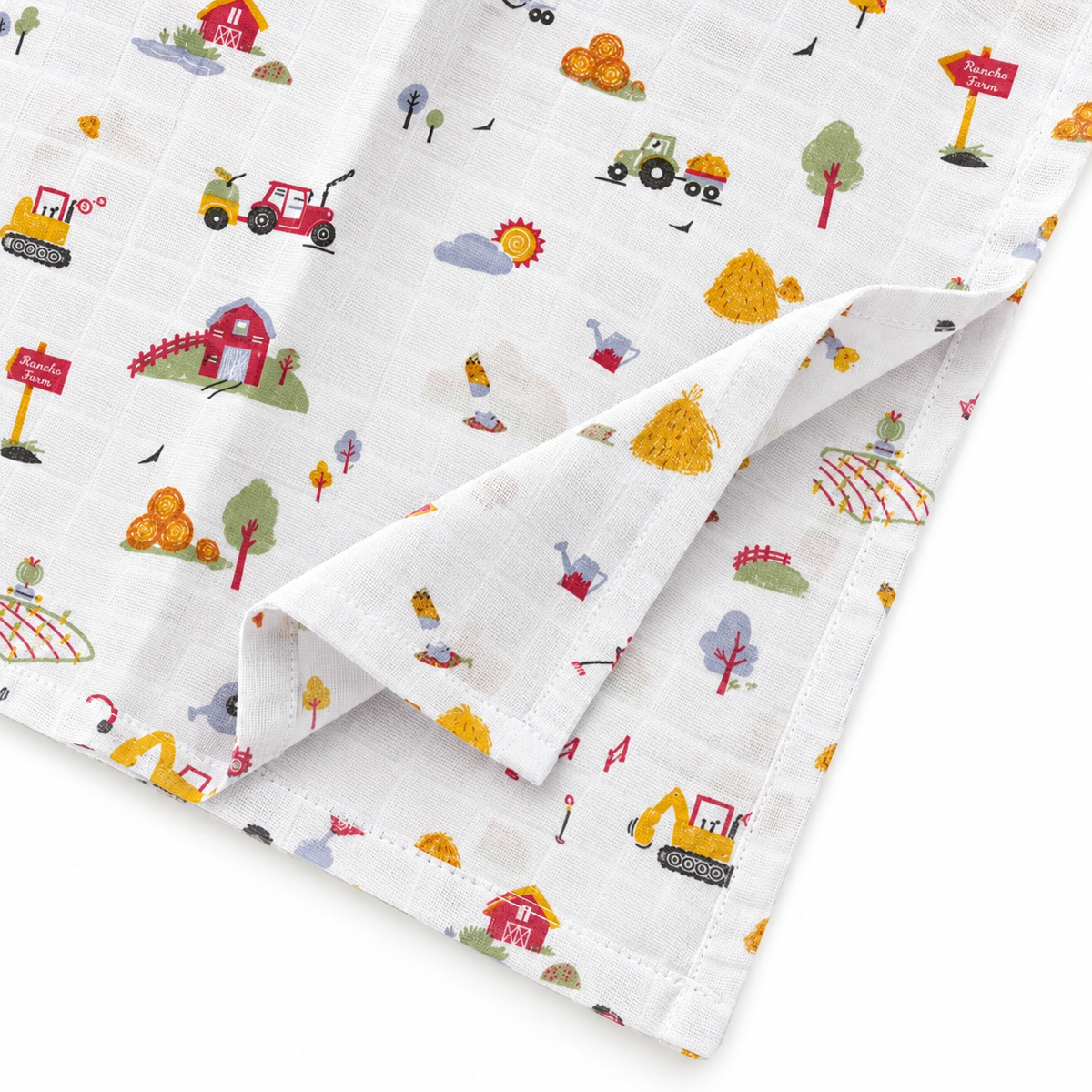 Little Tractors Muslin 100% Cotton Baby Bath Towel