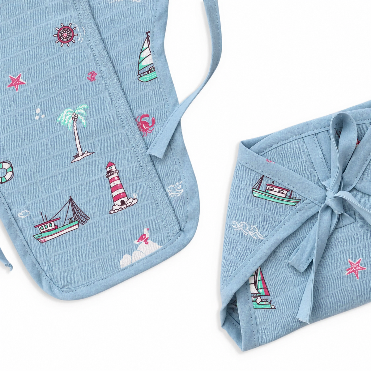 Little Ship Muslin Knot jabla & Reusable Muslin Nappies / Langot