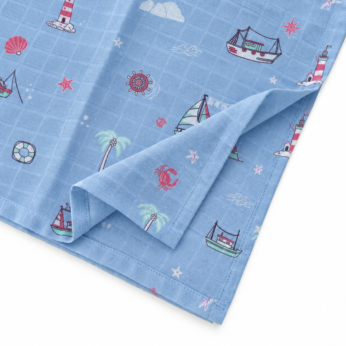 Little Ship Muslin 100% Cotton Baby Bath Towel