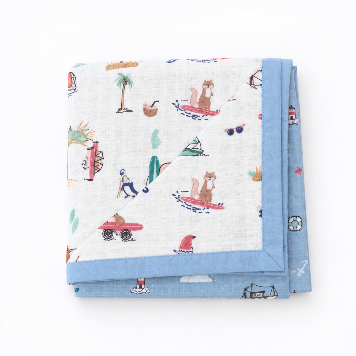 Little Ship Reversible Muslin Blanket/Quilt