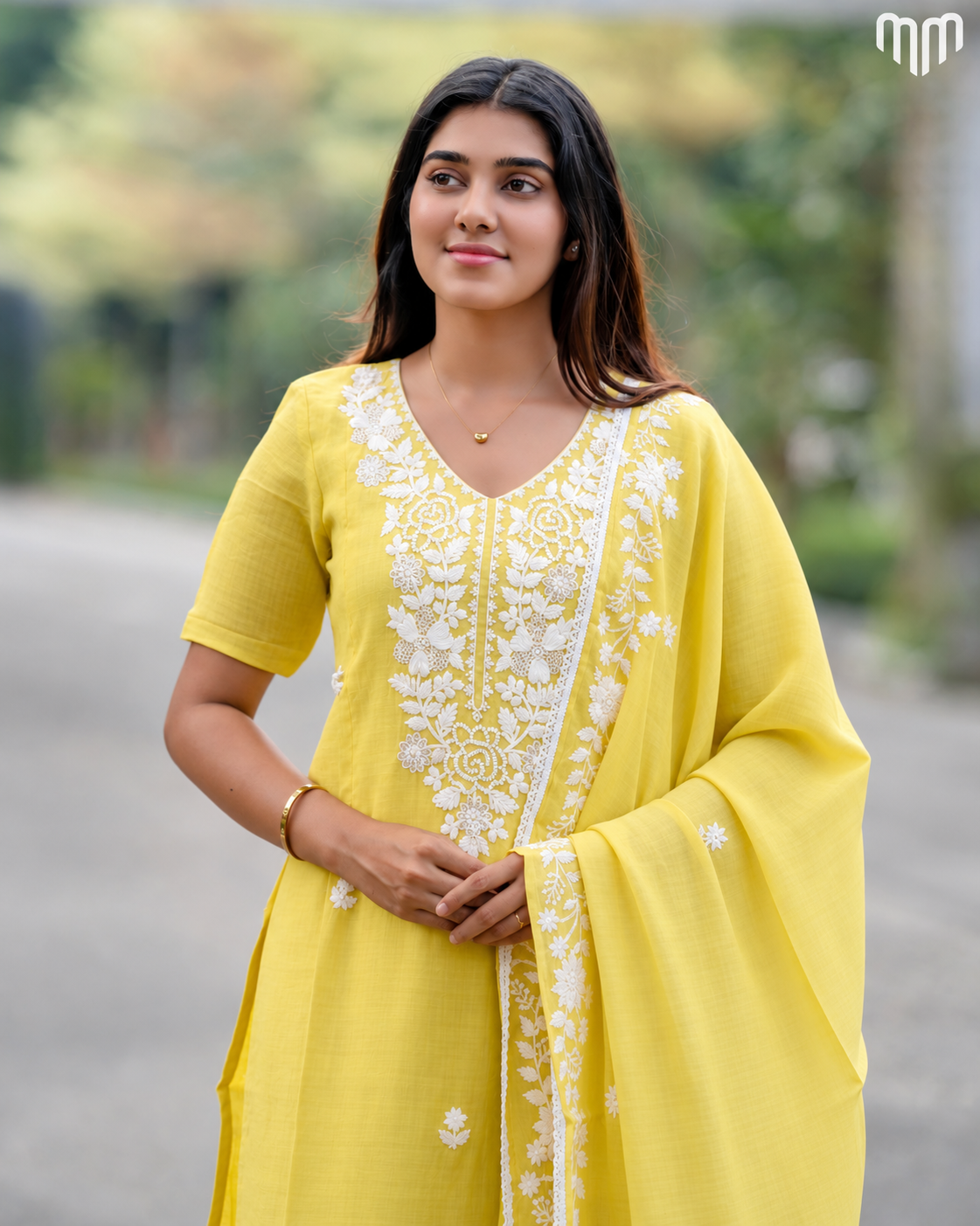 Yellow Chanderi Grand Crystal Embriodery Maternity Kurti Set with Top Cotton Lining