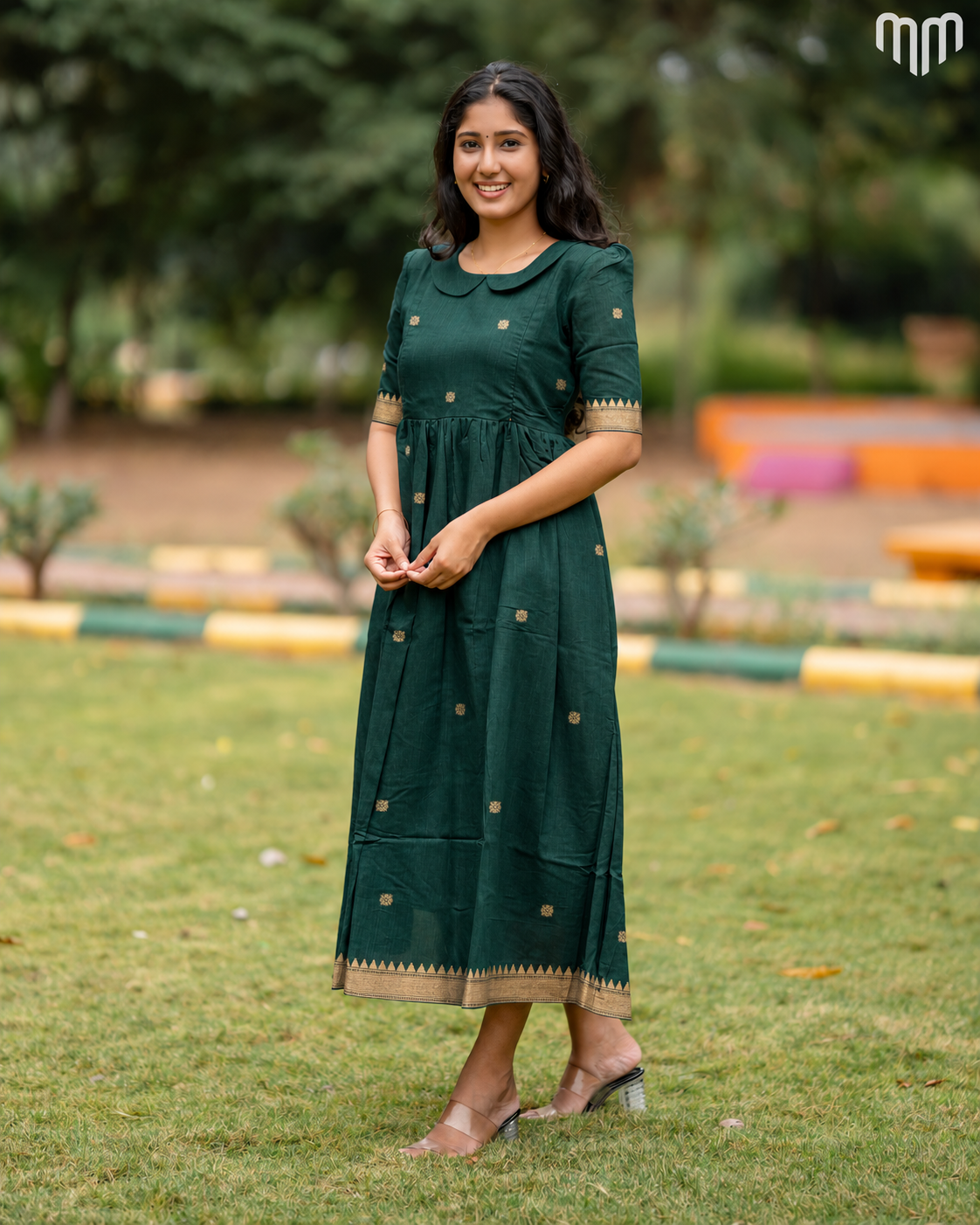 Akila green Mangalagiri Maternity Maxi with Full Cotton Lining - product image 1 | MMWEAR