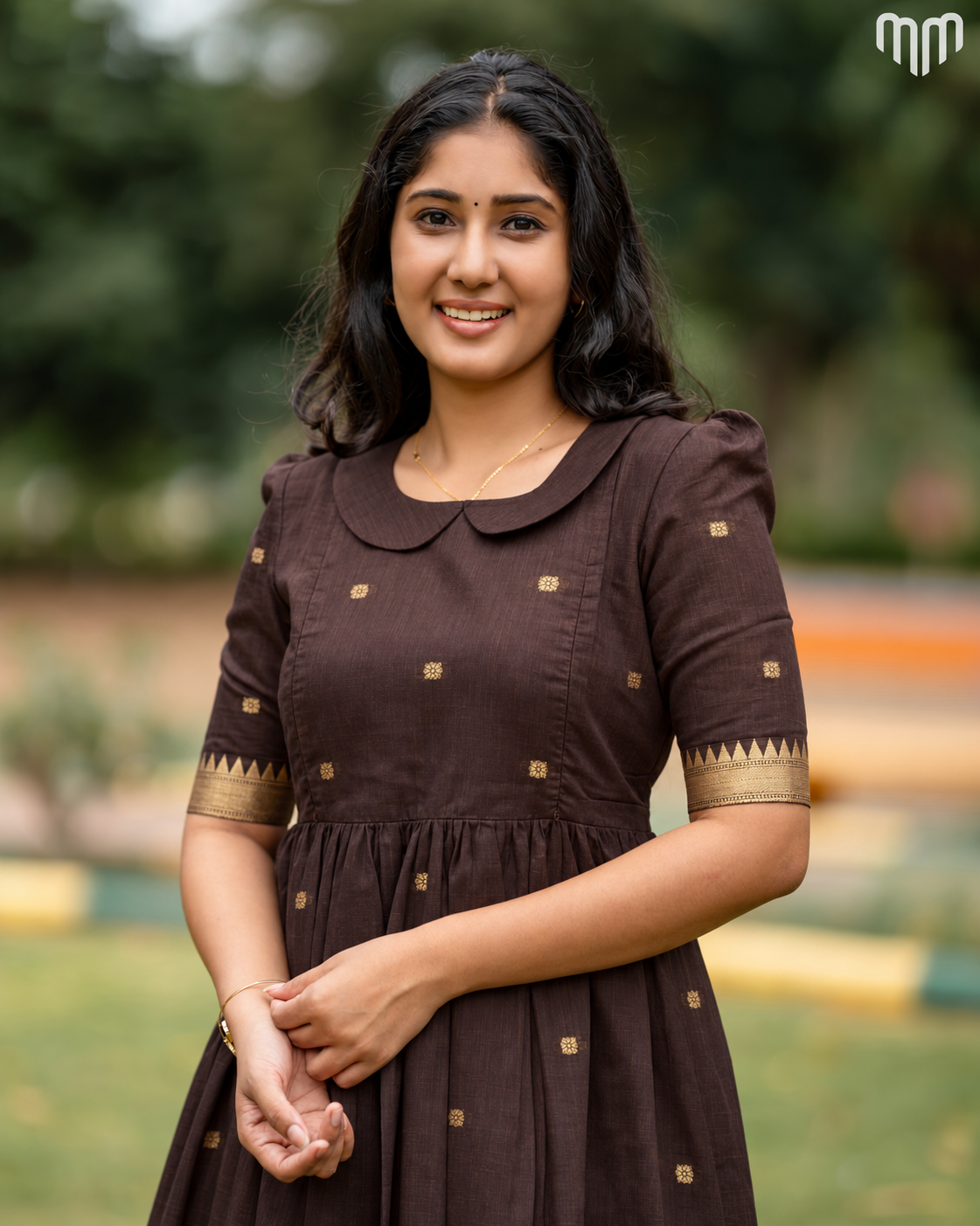 Akila Brown Mangalagiri Maternity Maxi with Full Cotton Lining - product image 2 | MMWEAR