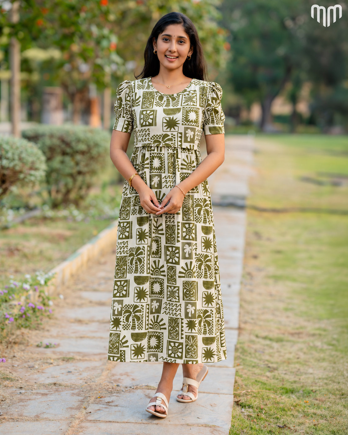 Olive Mosaic Zipless Maternity Loungewear – Full Length