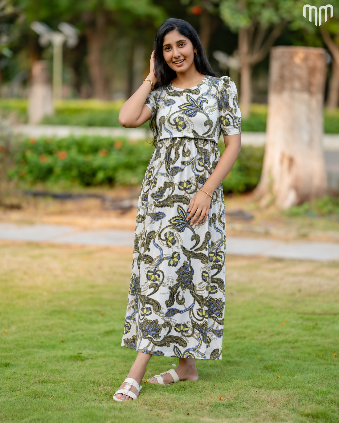 Ivory Paisley Zipless Maternity Loungewear – Full Length - product image 1 | MMWEAR