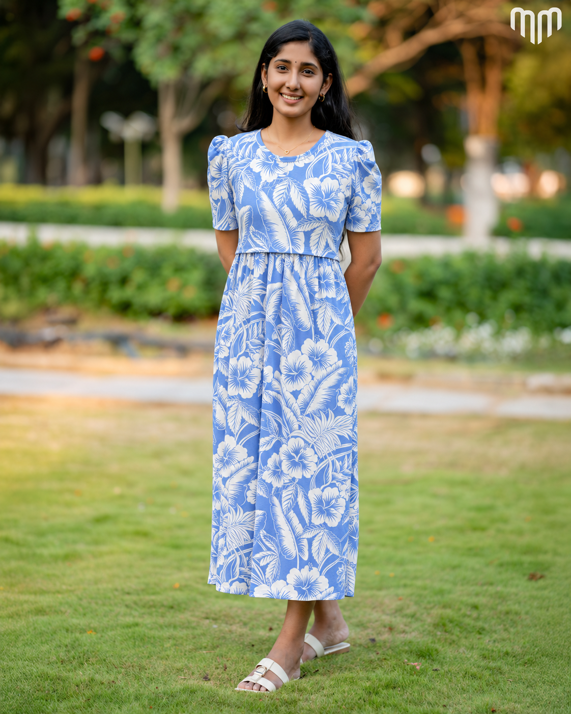 Blue Hibiscus Zipless Maternity Loungewear – Full Length