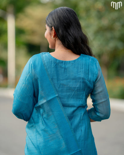 De_Teal Maternity Kurti Set - Top &amp; Dupatta