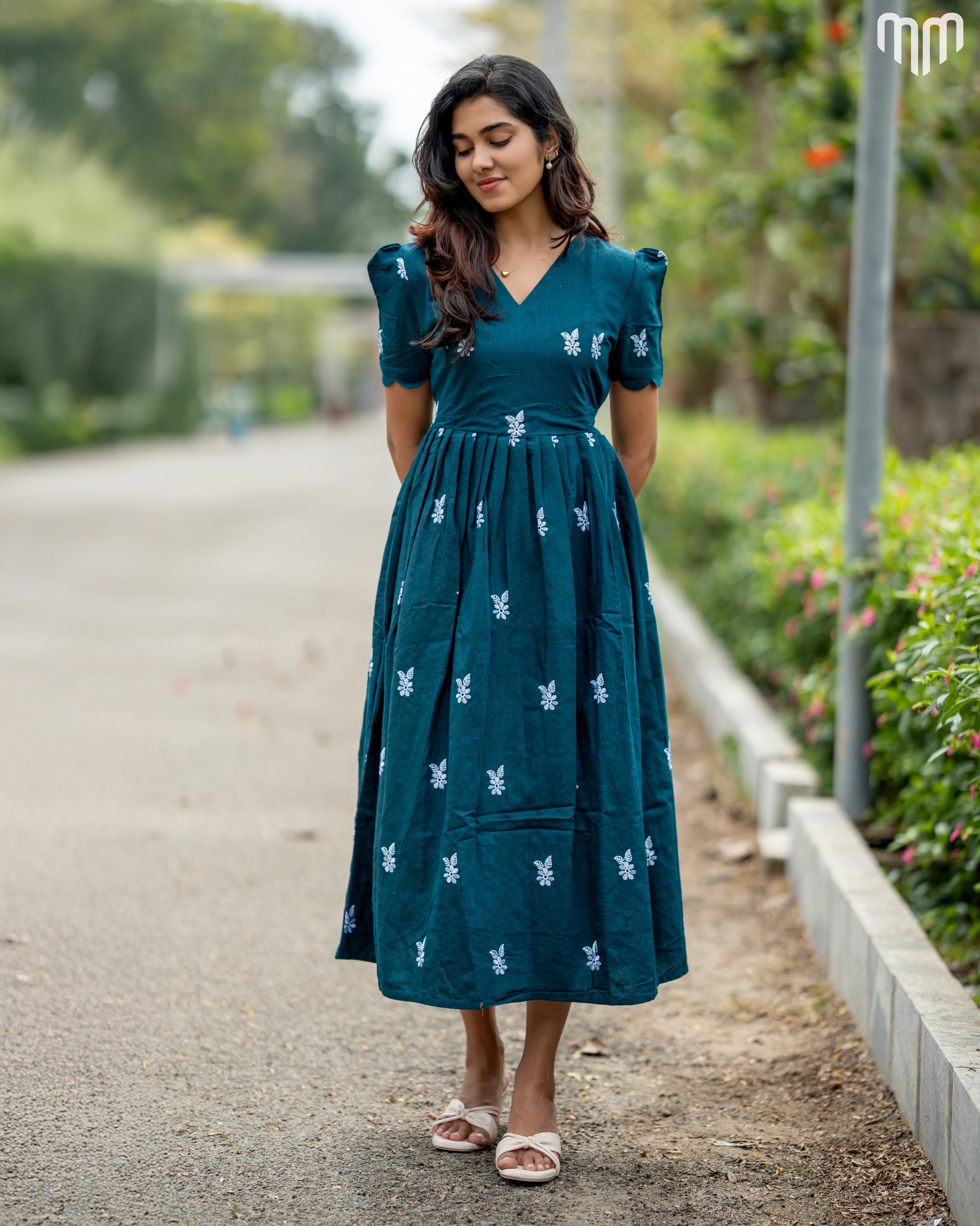 Teal Floret Maternity Maxi