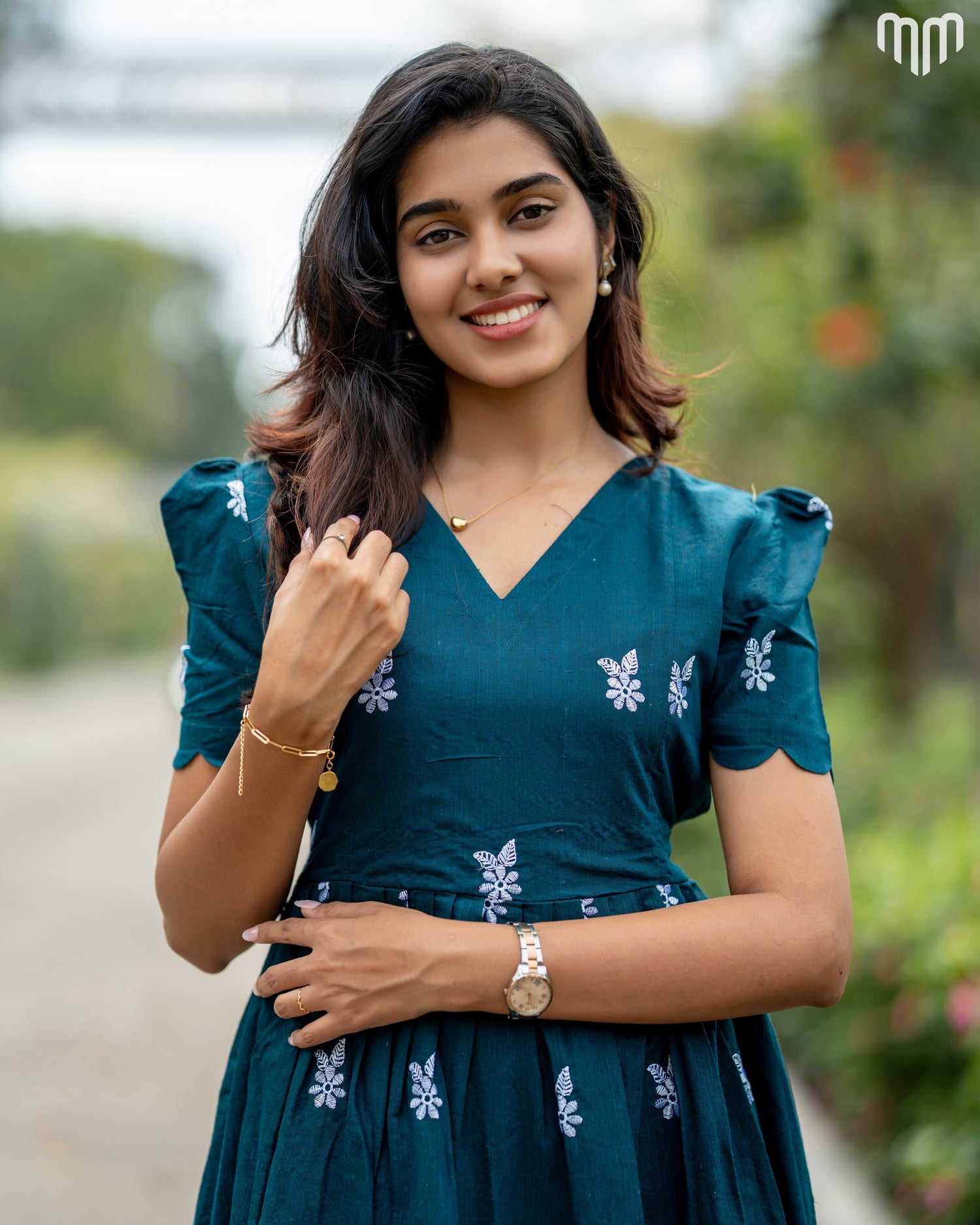 Teal Floret Maternity Maxi