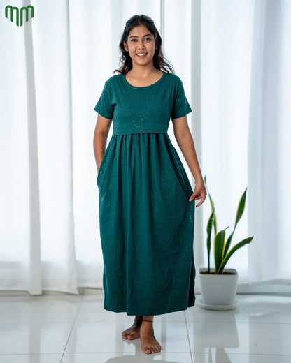 Glitter Green Zipless Maternity Loungewear – Full Length