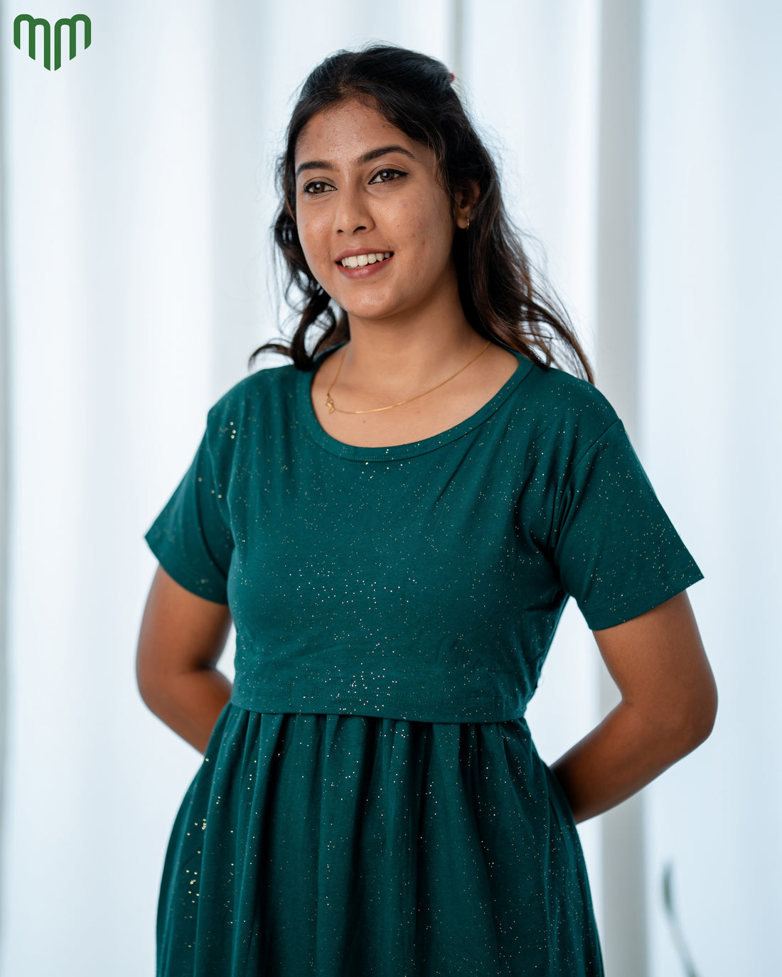 Glitter Green Zipless Maternity Loungewear – Full Length