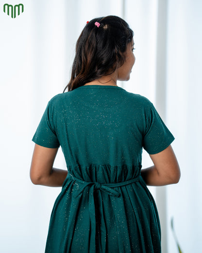 Glitter Green Zipless Maternity Loungewear – Full Length