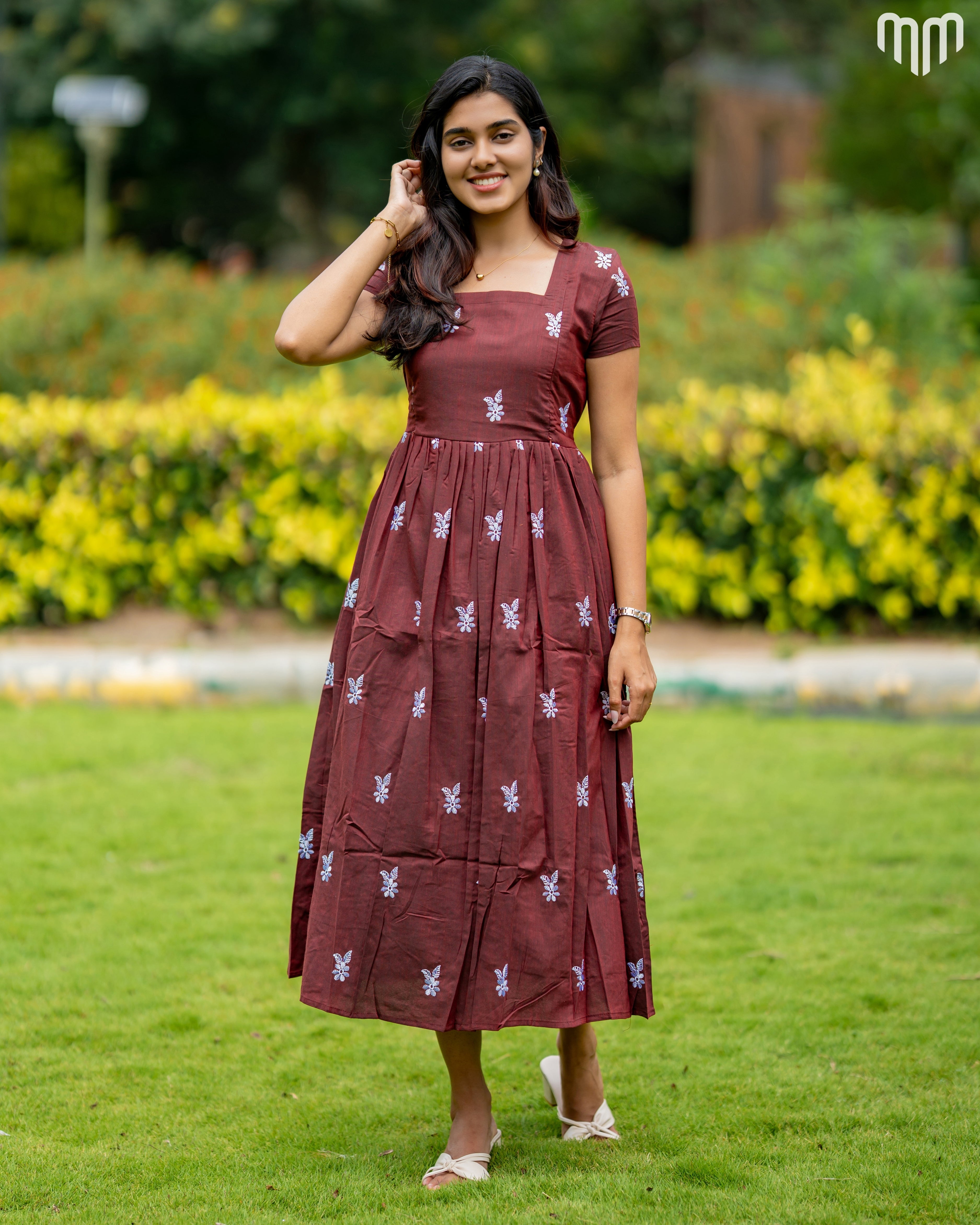 Marron Floret Maternity Maxi