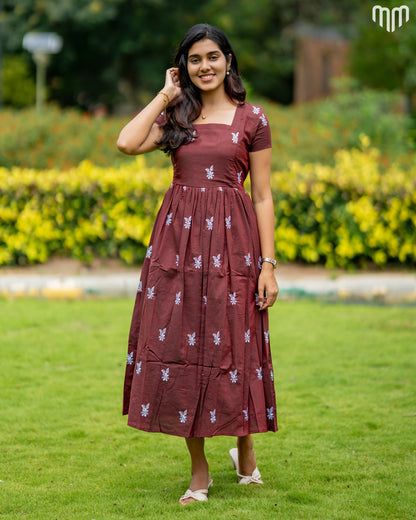 Marron Floret Maternity Maxi