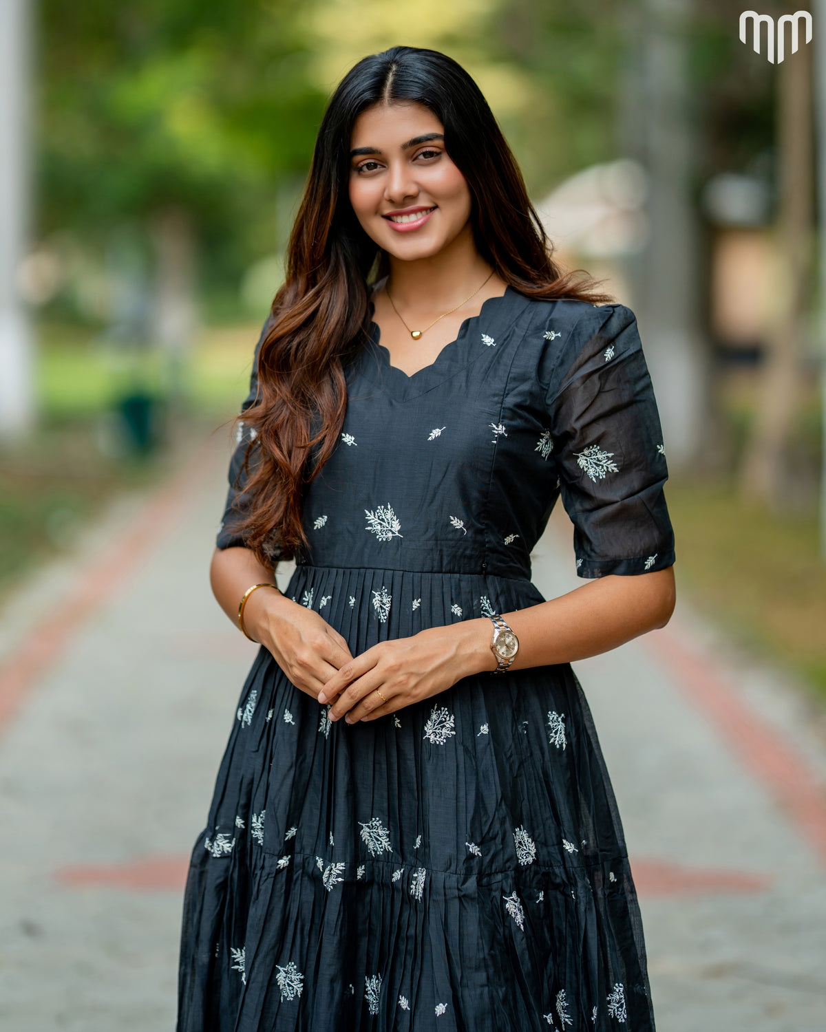 Vilva black Chanderi maternity maxi - product detail view