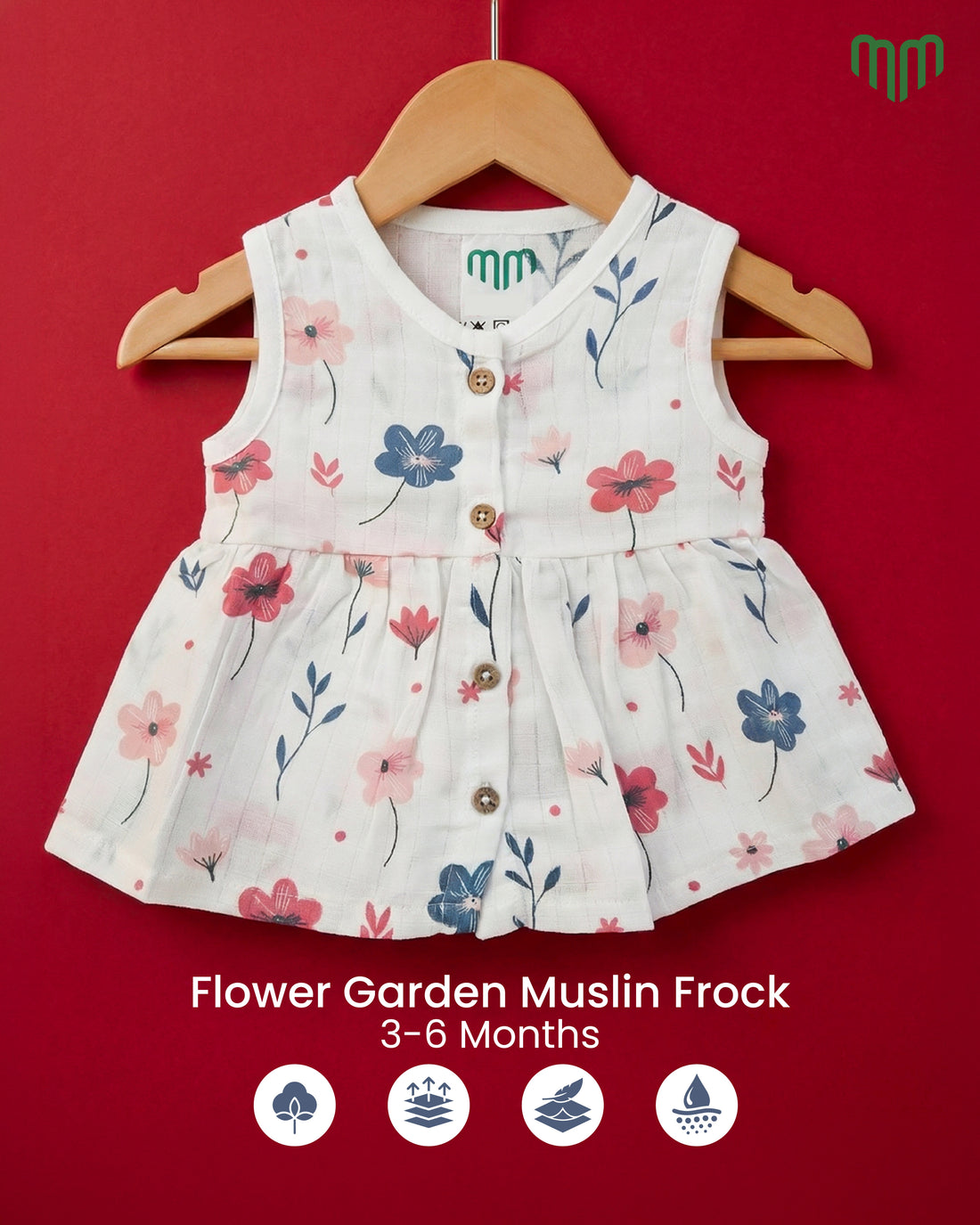 Little Flower Muslin Sleeveless Frock