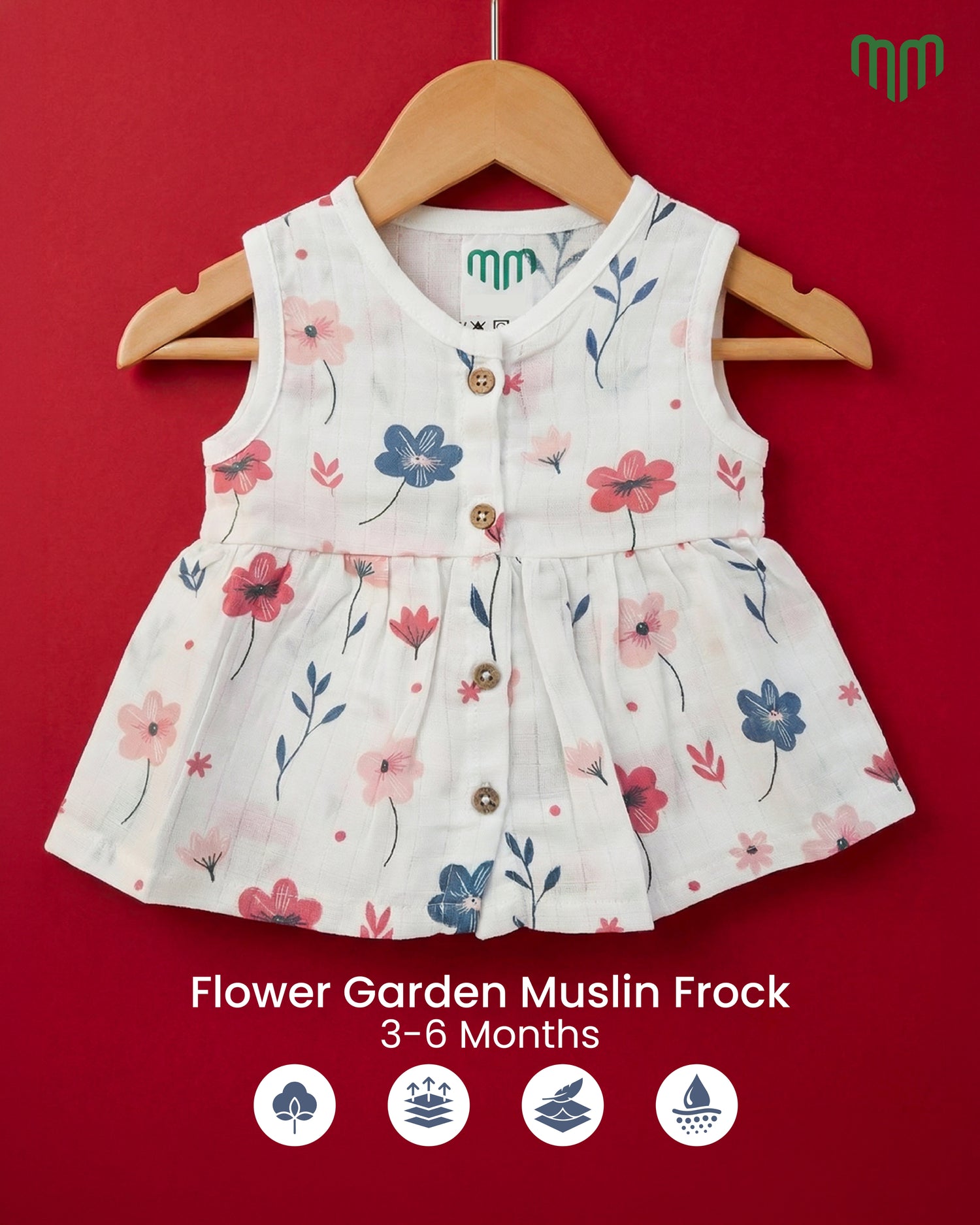Little Flower Muslin Sleeveless Frock