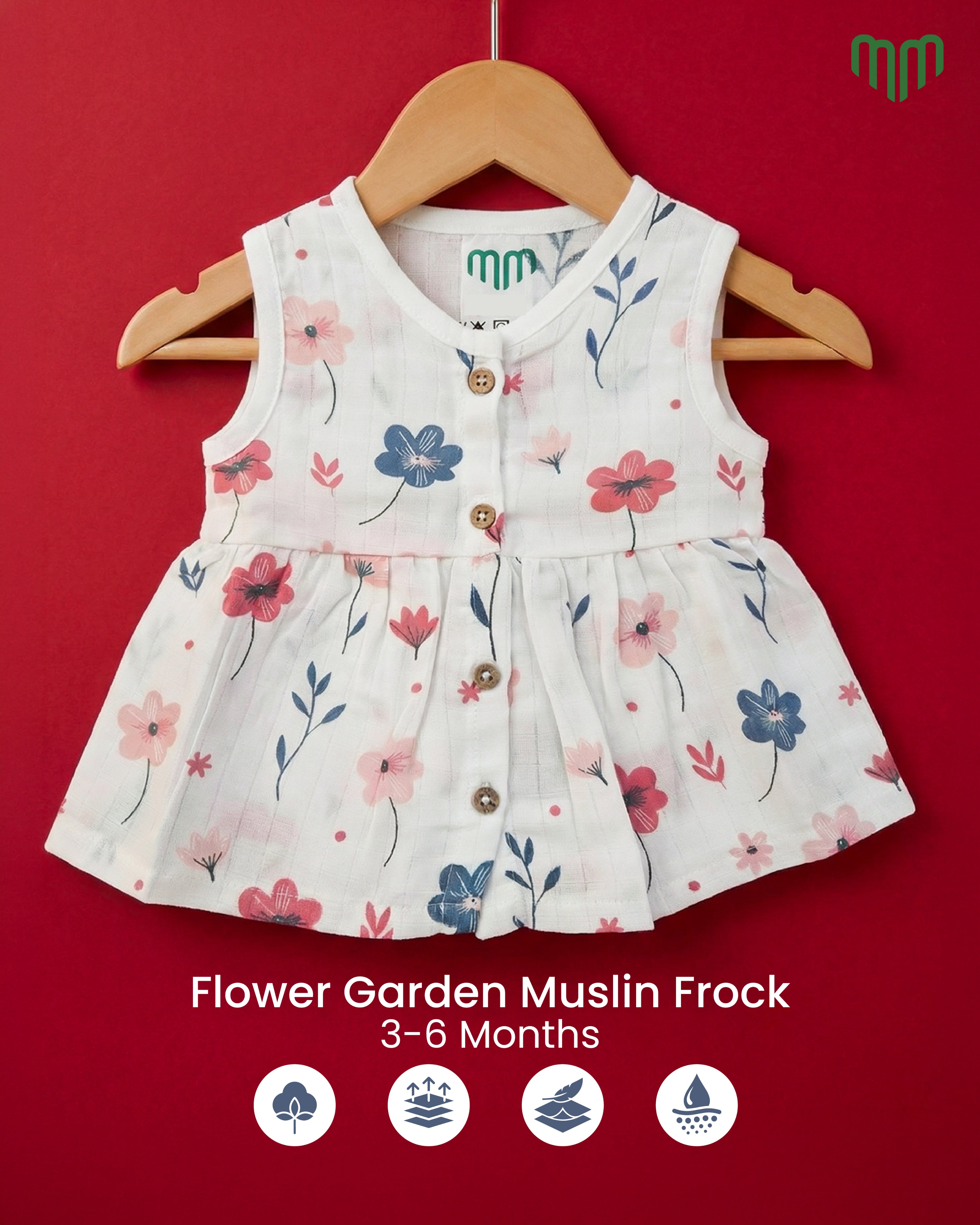 Little Flower Muslin Sleeveless Frock