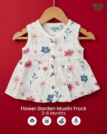 Little Flower Muslin Sleeveless Frock