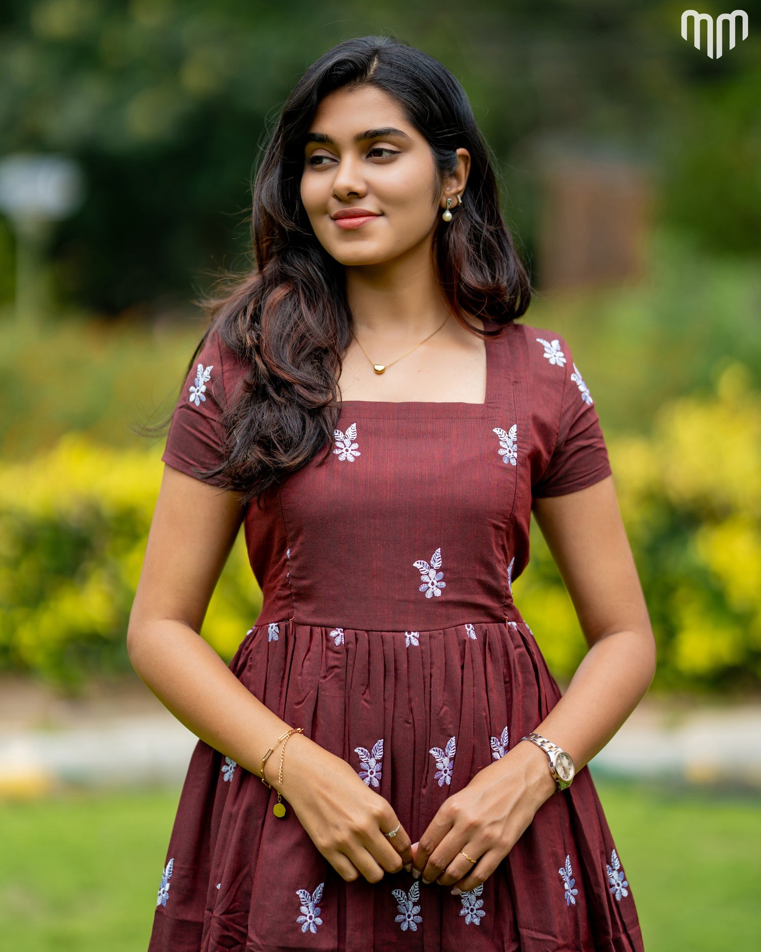 Marron Floret Maternity Maxi