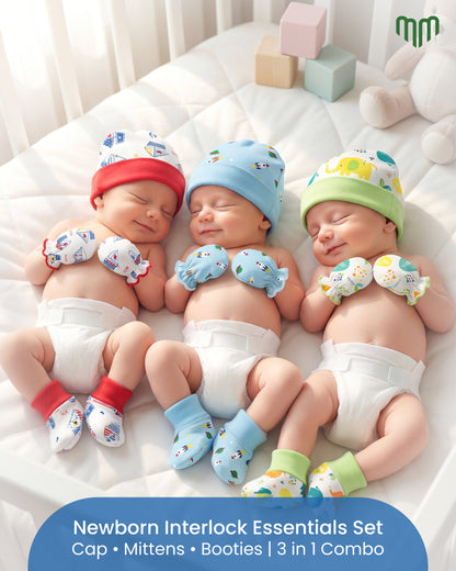 Cap, Mittens and Booties - Pack of 3