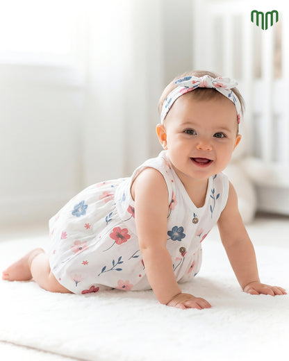 Little Flower Muslin Sleeveless Frock