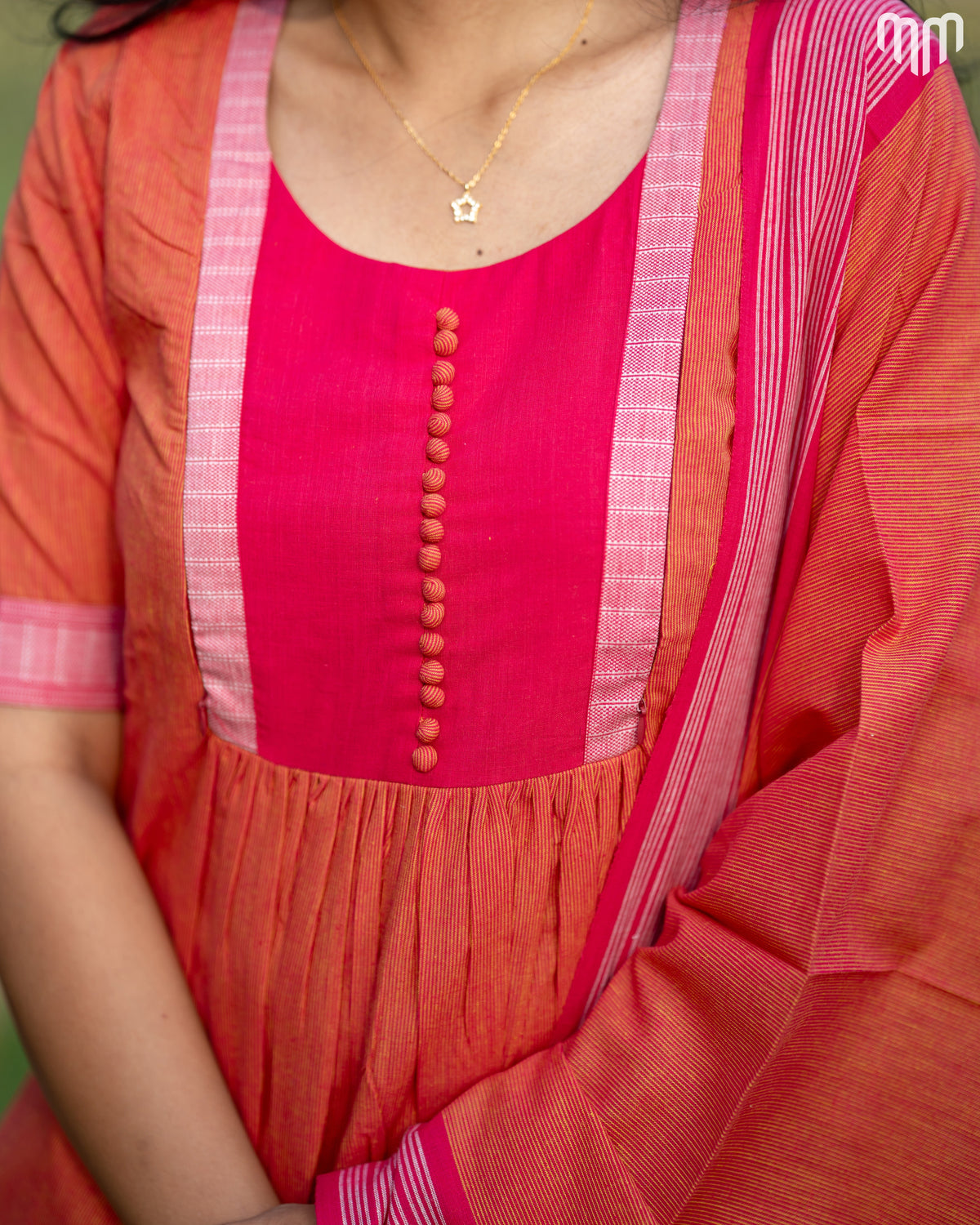 Peach Orange Maternity Kurti Set