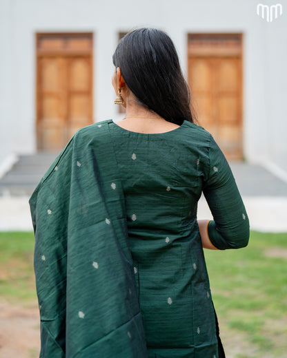 Banarasi Brocade Botlte green Maternity Kurti Set with top cotton lining