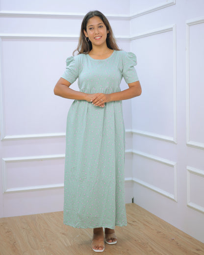 Ruhi | Casual Non-Maternity Loungewear - Puff Sleeve | Full Length