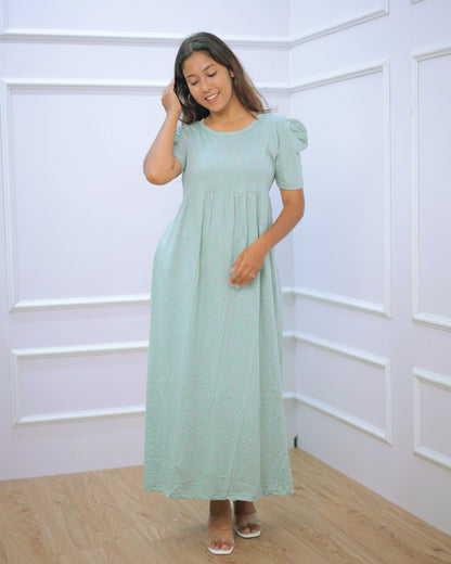 Ruhi | Casual Non-Maternity Loungewear - Puff Sleeve | Full Length