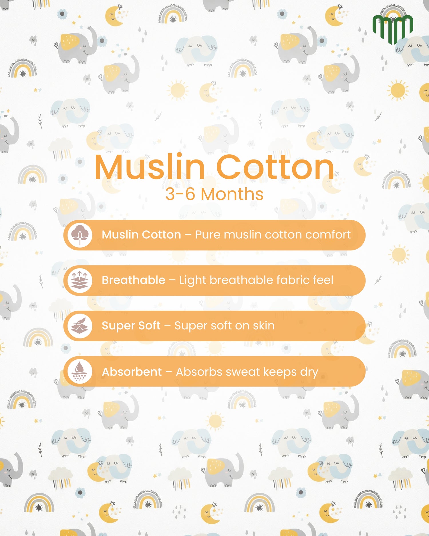 Little Elephant Muslin Jabla