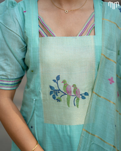 Blue-Iris Maternity Kurti Set