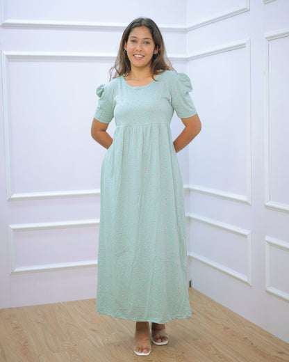 Ruhi | Casual Non-Maternity Loungewear - Puff Sleeve | Full Length