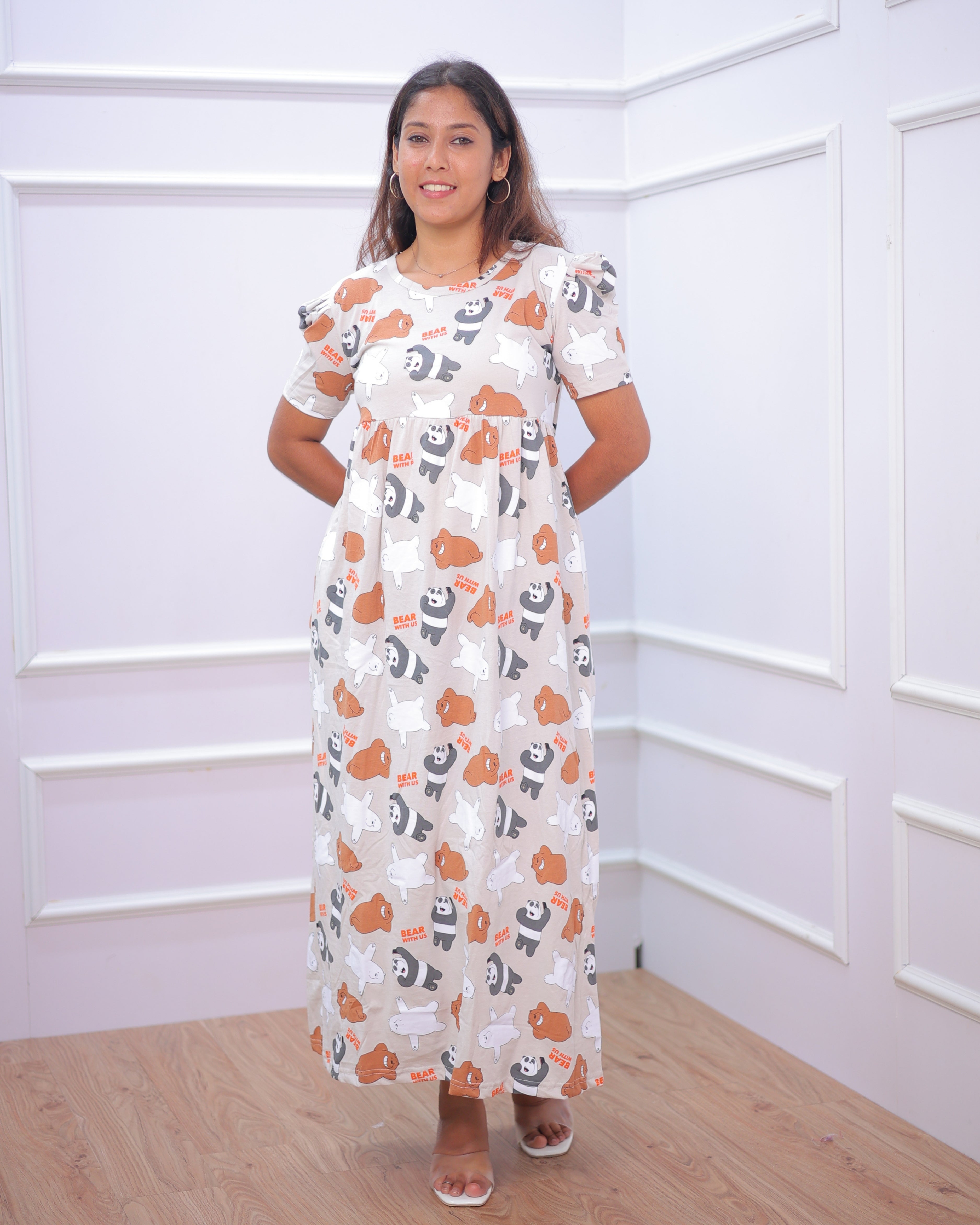 Cute Bear | Casual Non-Maternity Loungewear - Puff Sleeve | Full Length