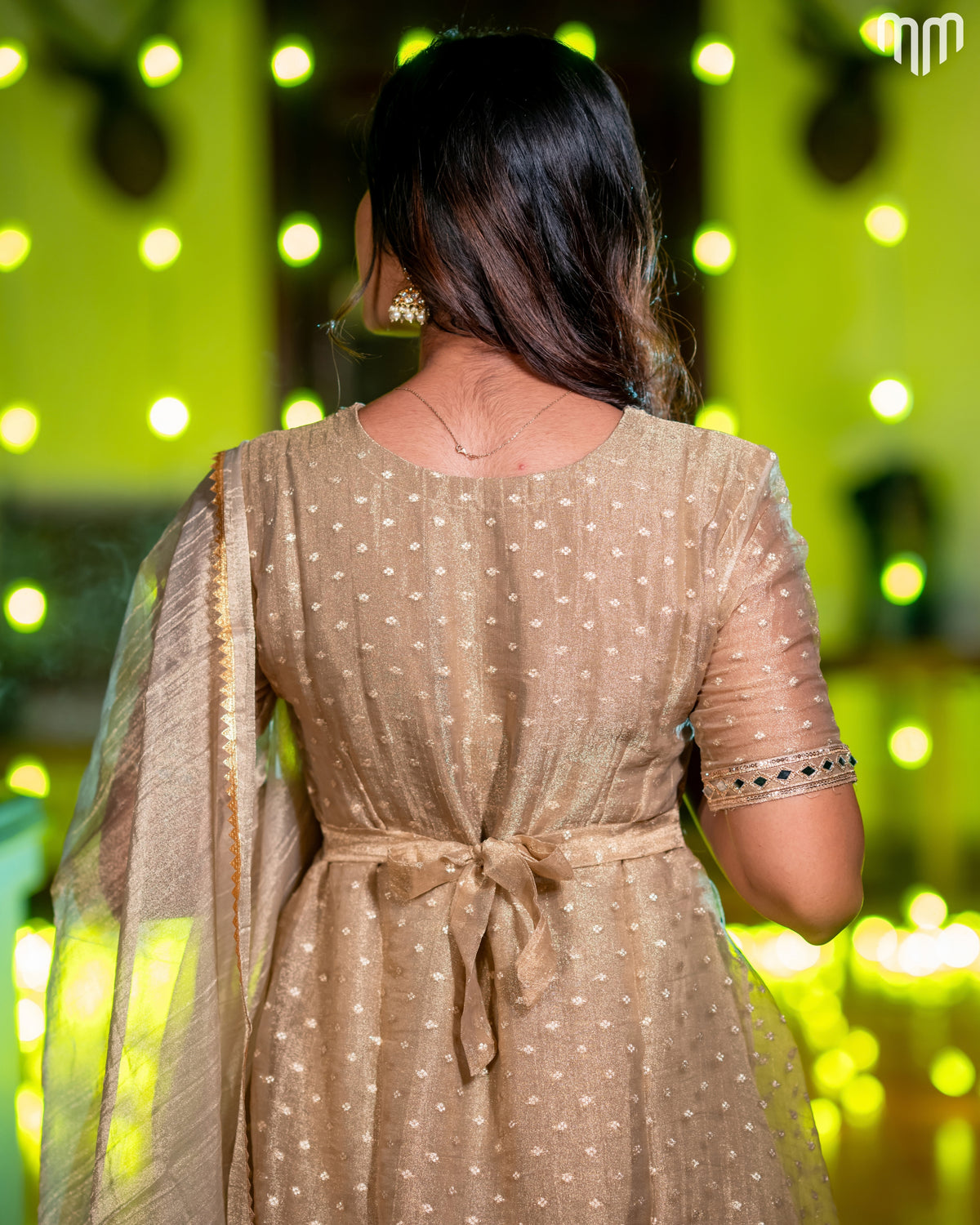 Golden Crush Tissue With Butti Maternity Maxi with Full Crepe Lining &amp; Dupatta