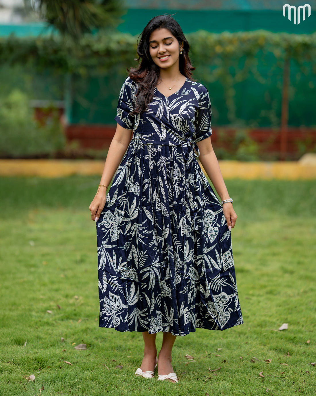 Navy Wrap Maternity Maxi