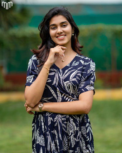 Navy Wrap Maternity Maxi