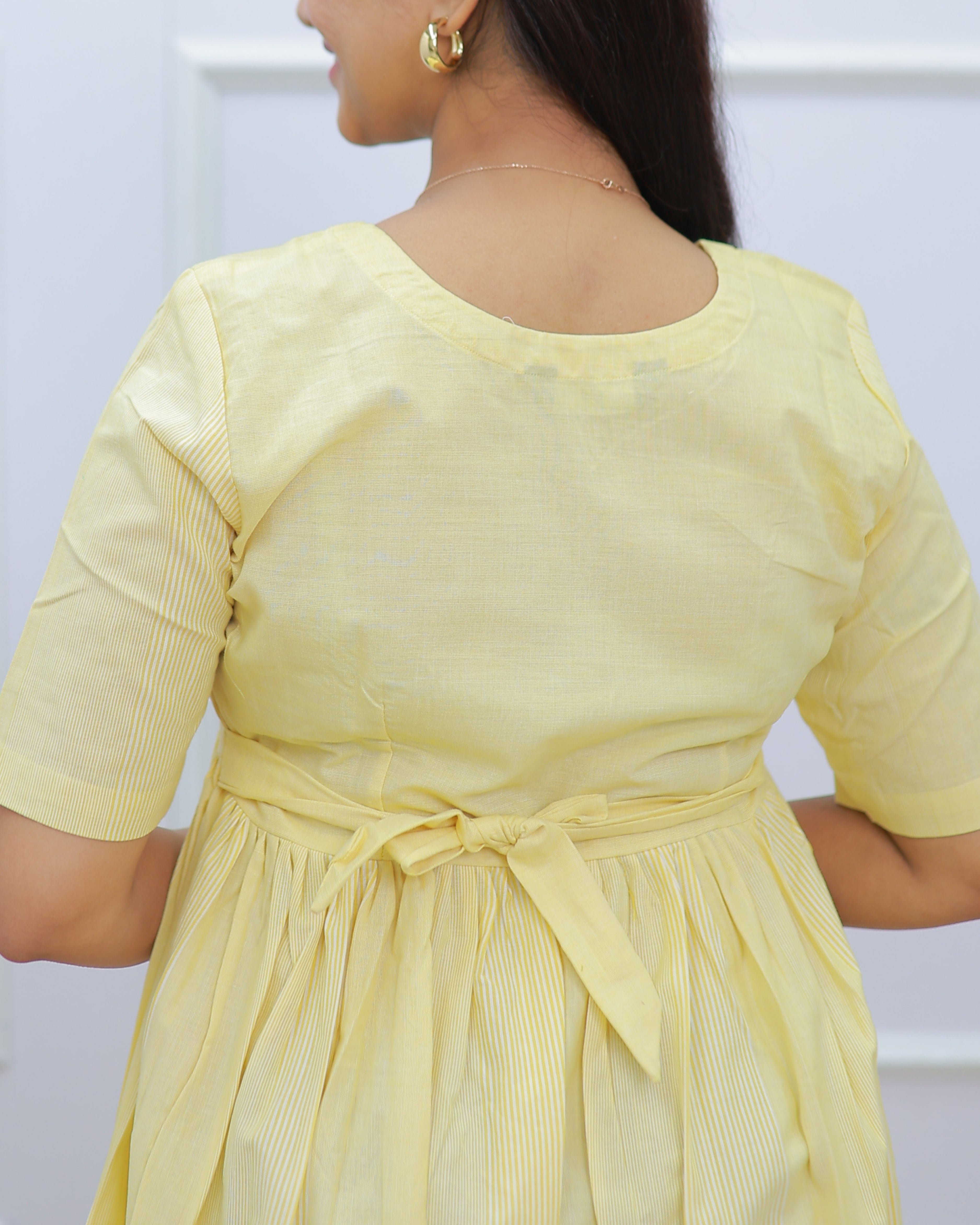 Yellow Linen_Plain | Maternity Maxi [Double Side Zips]