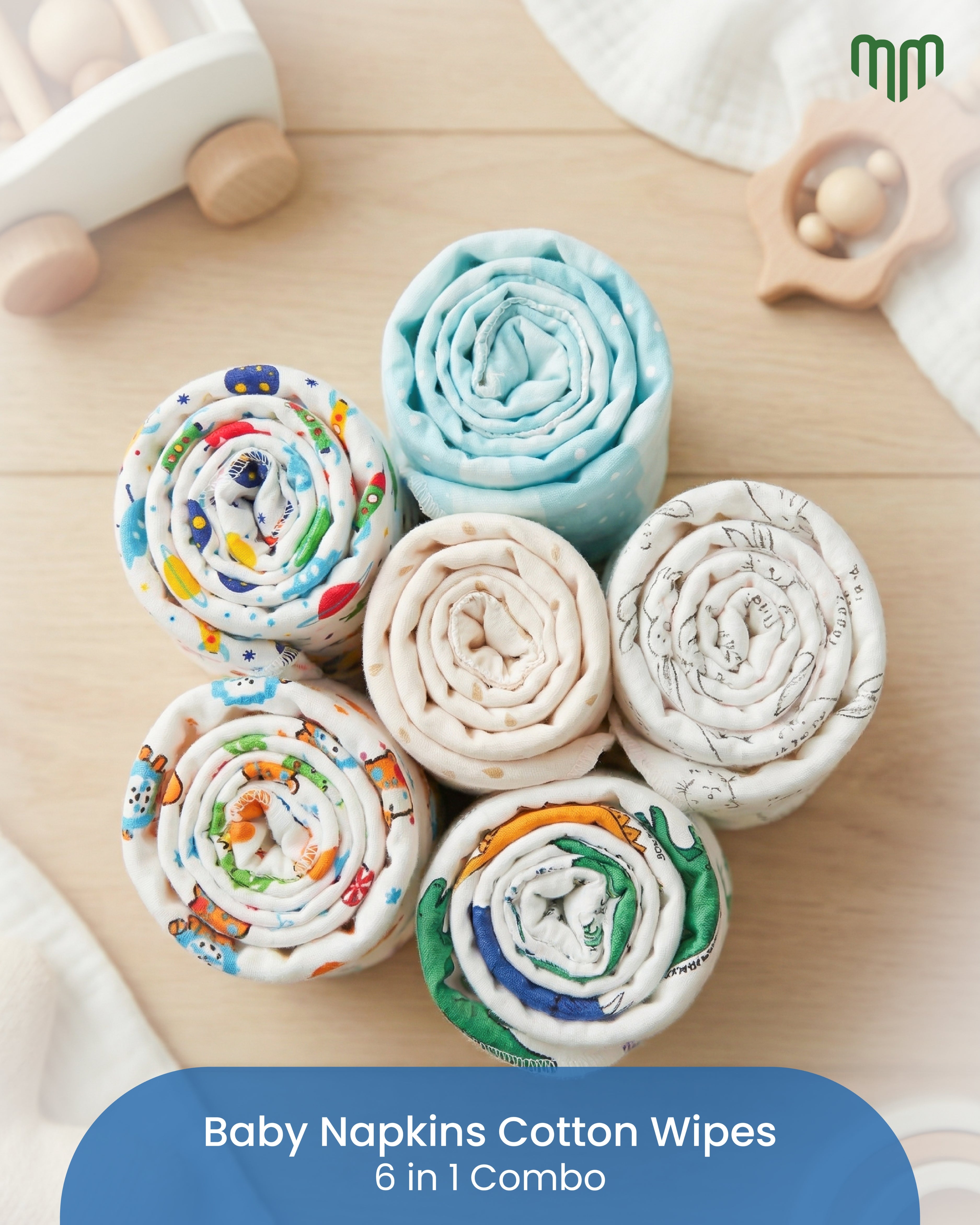 Cotton Wipes Small (Pack Of 6)